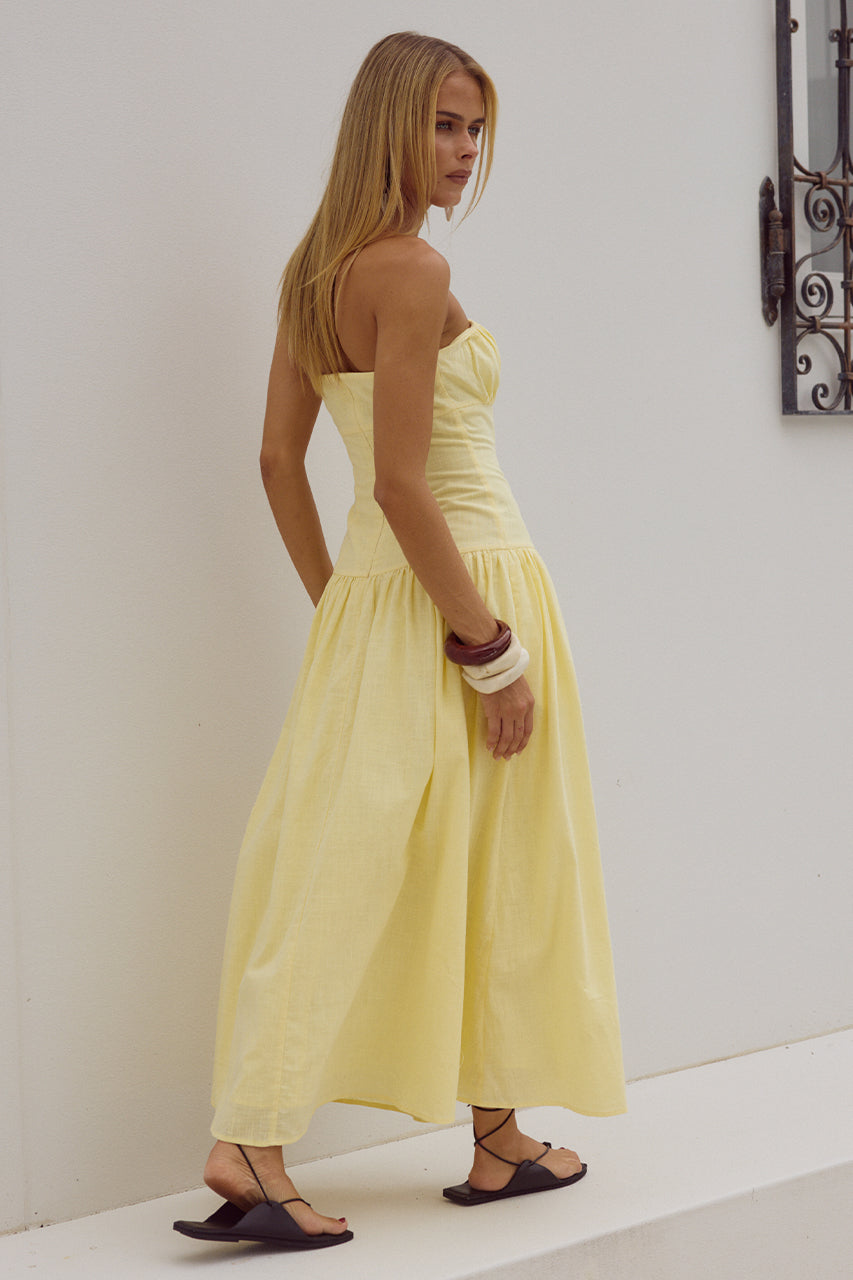 Poppy Midi Dress - Lemon